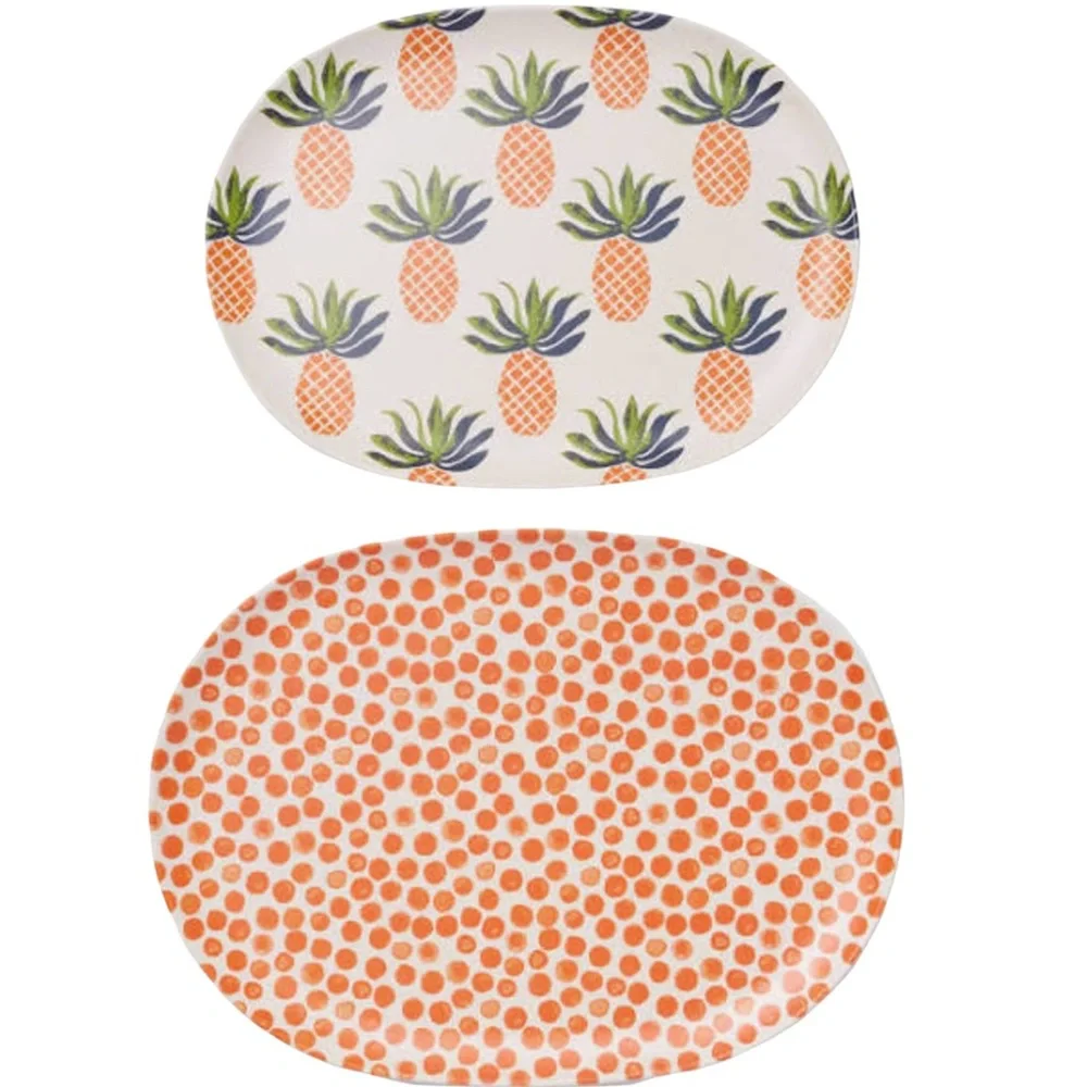 Opalhouse Bamboo Melamine Pineapple Oval Serving Platters 2 pc. Spoon & Spreader